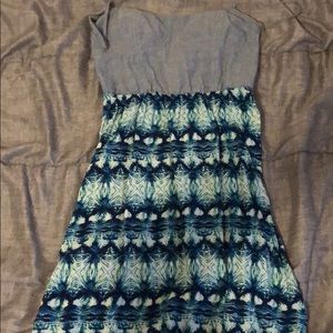 Blue tribal high low sundress